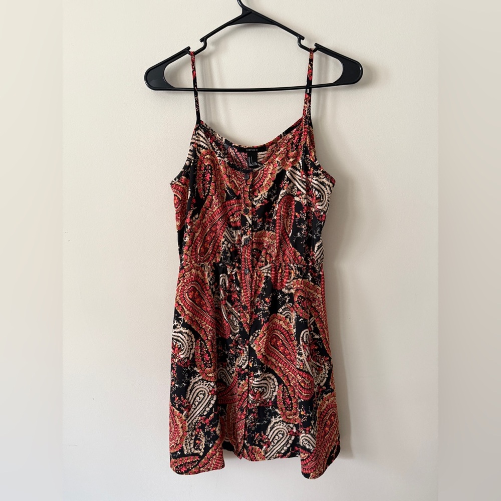 Forever 21 Red and Black Paisley Mini Dress